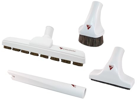 Cyclovac - Aspirapolvere centralizzato di alta qualità 4 pezzi - Kit di pulizia accessori spazzola Super Luxe - Progettato per adattarsi a tutte le marche