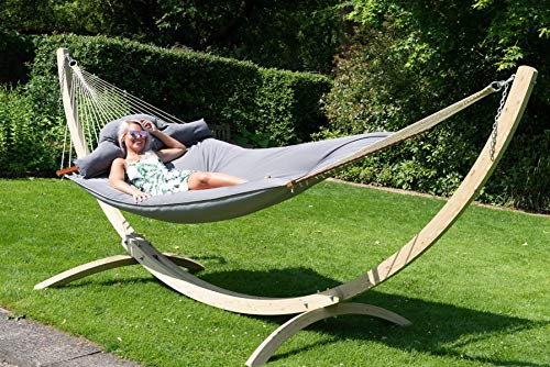 Tropilex Südamerikanische Hängematte Single mit Gestell | Handgefertigt | Fairtrade | 8 Stile & 10 Farben zur Auswahl | Flexibel & Belastbar | Perfekt für den Garten, Camping und auf Reisen geeignet