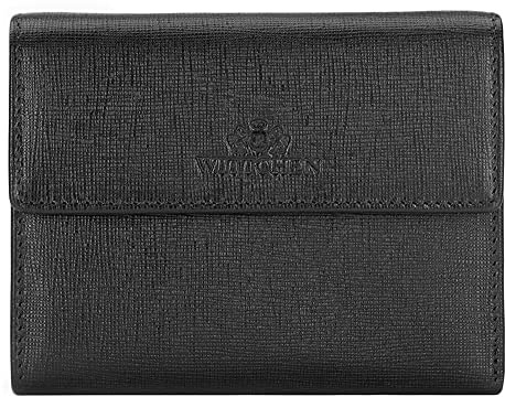 WITTCHEN Geldbörse aus der Saffiano Kollektion | Echtes genarbtes Leder | Sperrung der Möglichkeit zum Scannen von Kartendaten | Schwarz | 14 x 11 x 2 cm