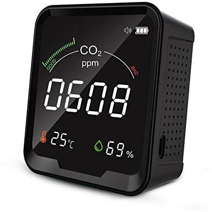 Therm La Mode CO2 Messgerät Erkennt CO2 Temperatur Und Luftfeuchtigkeit In Innenräumen, Luftqualität Messgerät Mit Echtzeitanzeige, Raumluftqualitätsmonitor, Der Einen Alarmwert Festlegen Kann