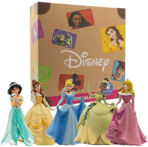 Bullyland 13260 - Spielfiguren Set Walt Disney Princess mit Belle, Jasmin, Aurora, Tiana und Cinderella, detailgetreu, ideal als kleines Geschenk für Kinder ab 3 Jahren