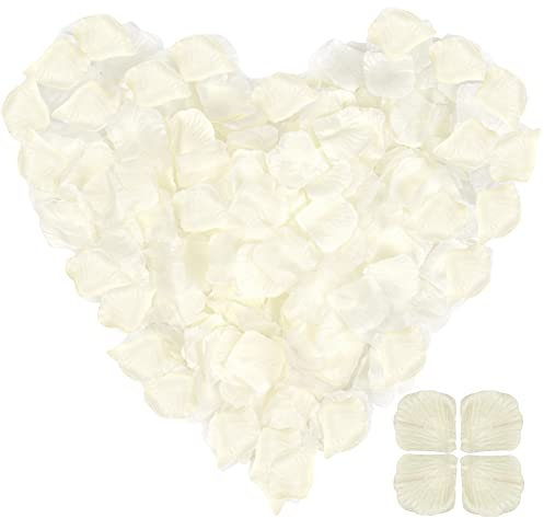 3500 Stück Rosenblätter, Seide Künstliche Rosenblüten, Rosen Blätter Blüten Konfetti, Kunstblumen Seidenblumen für Hochzeit Party Geburtstag Valentinstag Bett Tisch Romantische Deko (Elfenbein)