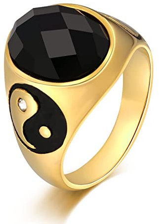 Banemi Ring Herren Personalisiert, Edelstahl Stylische Ringe Herren Schwarz Marquise Zirkonia Valentinstag Mann Jungenring Größe 67 (21.3)