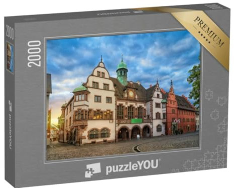 puzzleYOU: Puzzle 2000 Teile „Altes Rathaus im Sonnenaufgang, Freiburg im Breisgau, Deutschland“ – aus der Puzzle-Kollektion Freiburg