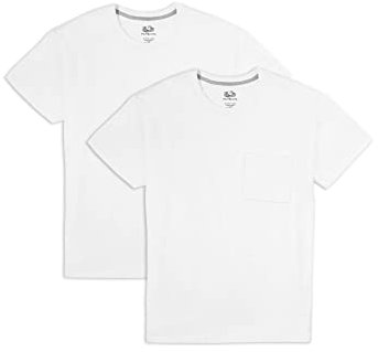Fruit of the Loom Men's Eversoft Cotton T-Shirts, 2 Pack-White, Medium (Pack of 2)