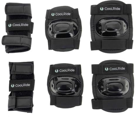 Cool Ride - Ensemble Protections Adulte Taille L - Genouillères, Coudières, Protège-Poignets - Réglables et Confortables - Trottinette, Roller, Skateboard