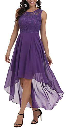 seiveini Robe de Mariée Femme Longue Elegant San Manche Robe Tunique Chic Robe de Soirée Robe de Demoiselles Taille Haute Robe Cérémonie Vintage A Violet XL
