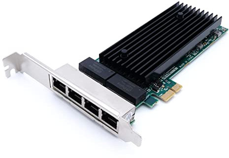Computer District - Carte Réseau 4 Ports Ethernet RJ45 - Gigabit - LAN - PCI Express X1 - (PCI-E Pcie) - Chipset Intel JL82576EB - Equerre Low et High Profile