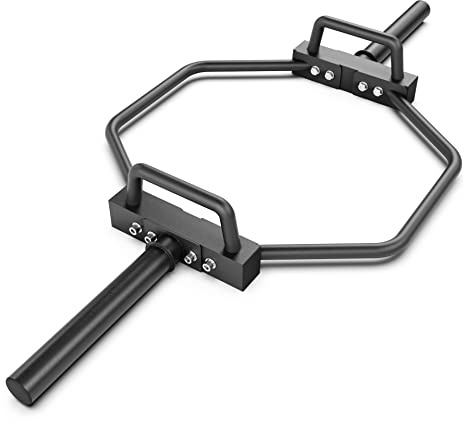 Synergee 20kg and 25kg Chrome or Black Olympic Hex Barbell Trap Bar with Rotating, Flat or Raised Handles for Squats, Deadlifts, Shrugs.