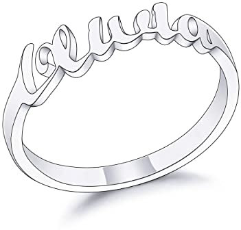 MeMeDIY Personalisierter Namensring für Frauen, Namensring für 1-4 Kinder, Ring aus Sterlingsilber mit Vergoldung, Rosévergoldung, Geschenk für Mutter, Ehefrau (1 Name, Größe 63)
