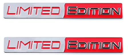 2 Stück limitierte Auflage Emblem Auto-Abzeichen Aufkleber Dekor Passend für Auto Motorrad LKW (Silber Rot)