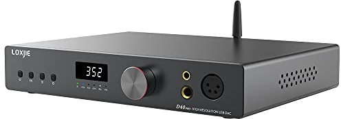 LOXJIE D40Pro DAC, ES 9039MS Pro Chip, Bluetooth DAC Audio, HiFi, Decoder Kopfhörerverstärker, MQA Full Decoder, OPA1612, Unterstützung Transport DSD, XU-316, mit Fernbedienung (grau)