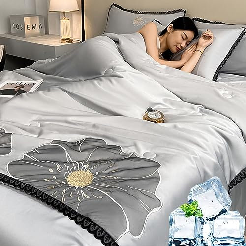 lsxlkha Kühlende Decke Kühl für Heißen Nächte,Sommer Einfacher EIS-Seiden-Quilt Bettwäsche, Kühle Und Bequeme Waschbare EIS Seide Einfache Klimaanlage Bettdecke 150x200cm/59x79in