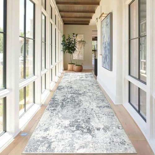 Homcomodar Abstrakter Läufer Teppich für Flur 80x300cm Flur Runner Teppiche rutschfeste Moderne Teppiche Runner Waschbare Küche Teppich Läufer für Wohnzimmer Schlafzimmer