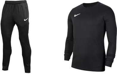 NIKE Unisex Dri-fit Dri Fit Park 20 Pant, Black/White, L UK & Men's Park VII Jersey Long Sleeve Sweater, Black/(White), L UK