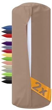 npluseins 2er Pack - Bezug für Nackenrollen 40x15 cm 100% Baumwolle 1600.2330, 40 x 15 cm, Sand