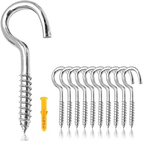 Rhimooay Schraubhaken Klein 304 Edelstahl 10 Stück, Hakenschrauben mit Gewinde, Haken zum Schrauben, Gewindehaken, Einschraubhaken Robuste Rostfrei Becherhaken(M3-40mm)
