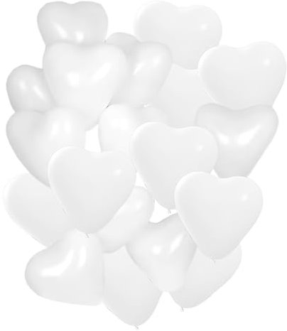 50 Stück Weiß Herzluftballons, Latex Ballons mit Herzform, Premium Helium Herzluftballons, für Valentinstag Hochzeitsdeko, Brautdusche, Verlobung, Geburtstags Party