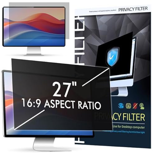 LAMA Blickschutzfolie für 27 Zoll Monitor, Blickschutzfilter Sichtschutzfolie Abnehmbarer Sichtschutz Displayschutz, Sichtschutzfilter Privacy Filter, Anti-UV/Anti Blaulicht/Blendschutz (16:9)