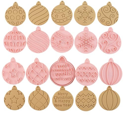 PTaizjjz 10 Stück Weihnachts-Ausstechformen, Kunststoff, Weihnachts-Keksausstecher, Eelement, Kugelform, Weihnachts-Keksstempel für Kekse, Backen, Weihnachtsdekorationen