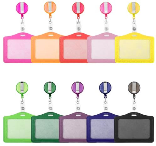 10 Stück Pu Ausweishalter Ausziehbar Card Sleeves 10.3×8 Cm Busfahrkarten Hülle Schüler SchüLerausweis Hülle Schülerausweis Ausweisjojo Ausweishülle Leder Ausweishüllen mit Band für Schule Büro