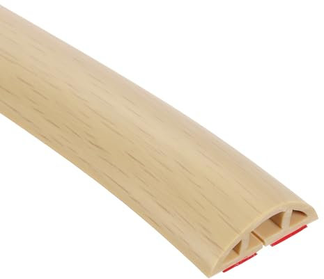 uxcell D30 6.6ft Floor Cord Cover, PVC Cord Cover Floor, Wire Cover for Extension Cords, Protect Wires & Prevent Cable Trips, Hole Width: 0.39, Wood Khaki