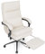 Fullwatt Bürostuhl mit Fußstütze, Chefsessel Ergonomisch mit Lumbalkissen und Gepolsterte Armlehne, PU Leder, Höhenverstellbarer Bürostuhl mit Drehbaren Rädern, Geräumige Sitze 150 KG Beige