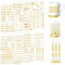 Ymoryiyi 6 Stück Glitzer Gold Kerzentattoos für Kerzen, Wassertransferdruck & Kerzen Tattoofolie, Blattgold Kerzenfolie Ideal für Geburtstag, Thanksgiving & Home Deko (Gold)