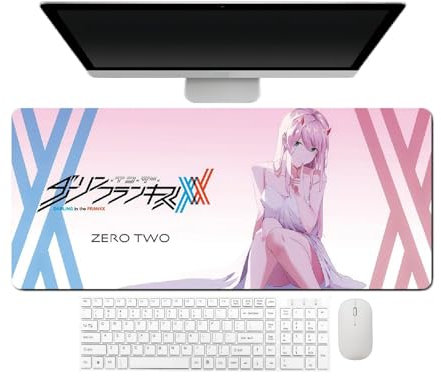 AnimeFans 4 mm Verdickung. Anime Darling in The Franxx Zero Two Mauspad, Tastaturpad, 27,6 x 11,8 x 1,6 cm, HD-Druck, Naturkautschuk