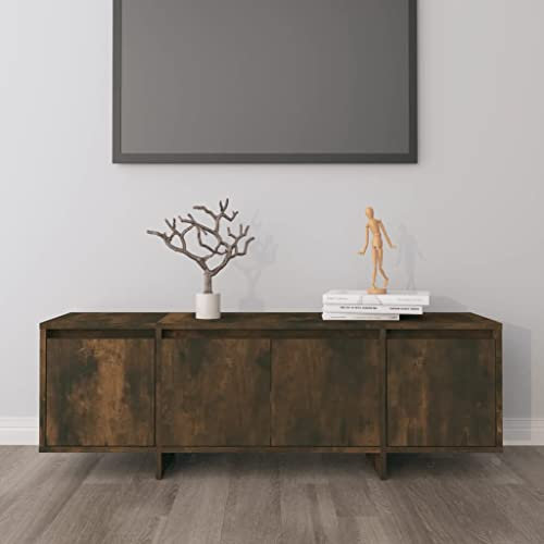 prissent TV-Schrank Eiche Rauchgrau 120 x 30 x 40,5 cm aus Spanplatte TV-Schrank Wohnzimmer Couchtisch TV-Schrank Schlafzimmer bietet viel Platz für DVDs, Zeitschriften und andere Gegenstände