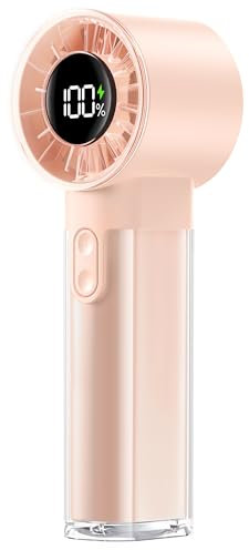 Gaiatop Handheld Mini Turbo Fan, 1-100 Gear High Speed Adjustable, 3-20Hrs Cooling Time, 5000mAh USB Rechargeable Portable Hand Fans with Lanyard for Outdoor, Travel, Ball Game, Make Up, Work, Pink