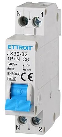 IXTRIMA Interruttore Magnetotermico Automatico, 1P+N 6A 220V C6 4.5kA occupa 1 modulo