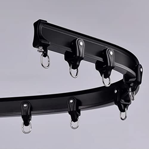 Flexible Vorhangschiene für Erkerfenster, Balkon, Dusche, Hotel, Krankenhaus, Raumteiler, schwarz, Wandvorhangschienensystem (15 m)