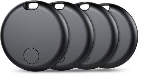 Air Tag Tracker Bluetooth Item Finder-4 Pack, Compatible with Apple Find My APP (iOS Only) Replaceable Battery, IP67 Waterproof, Suitable for Luggage, Bags, Car, Wallets, Backpacks, Keys Finder, Black
