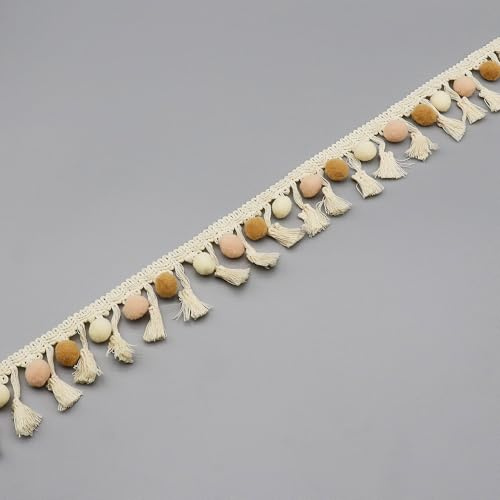 YIGOOWN Bommelborte Bunt Pompons Borten und Bänder zum Nähen Fransenborte Pompom Trim Quastenborte für Sofas Stoffdekoration Nähen Basteln Vorhänge Kleidung (3S#, 1M)