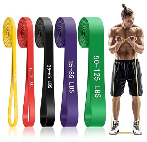 Pull Up Assistance Bands, 5-Level Resistance Bands for Working Out, Pull Up Bands for Men & Women, Exercise Bands for Full-Body Training, Fitness, Physical Therapy, Stretch Workout Bands at Home, Gym