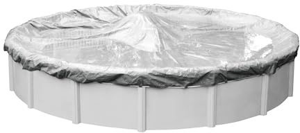 Robelle 12 ft Heavy Duty Silver Winter Pool Cover for Above Ground Pools, 4 ft Overlap (16 ft Cover Size), Solid 8 x 8 Scrim, 2.36 oz/yd2, 10-Year Warranty, Style: 5512-4-ROBA