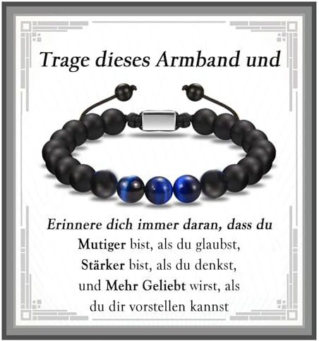 EPVID Geschenk für Jungen, Abschluss Geschenke für Jungs, Blaue Tigerauge Armband für Sohn Bruder Neffen Enkel zum Abschluss Geburtstag Firmung Kommunion Weihnachten Jugendweihe