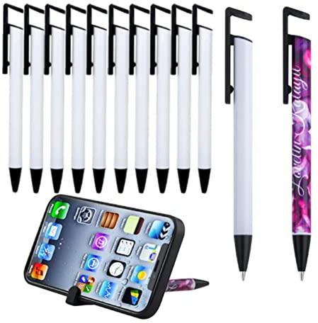 Janasiba Lot de 10 stylos à sublimation avec film rétractable - Tube en aluminium revêtu - Pour impression par sublimation