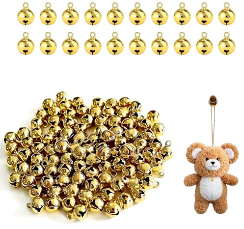 Glöckchen - Kupferglocken - hochwertige Schellen - Kupferglocken zum Basteln und Dekorieren - Robuste Schellen mit Ösen - Vielseitige Glocken für Kreativprojekte - 9x6 mm Goldfarben