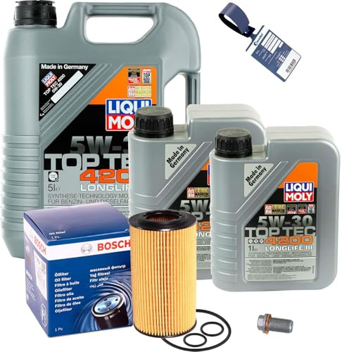 Ölfilter Set+Top Tec 4200 5W30 | F 026 407 112 + Liqui Moly 5W30 passend für Cdi W176 W246 W205 W212 X204