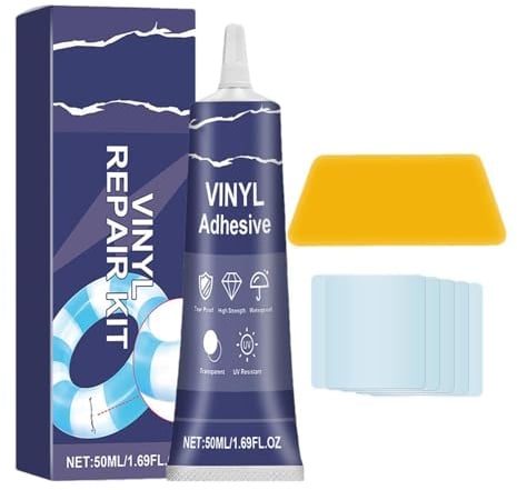 Repair Kit - 6.10 Inch Patch Set | PVC Glue - Pool Repair Tool for Inflatable Boat | Waterproof Leak Correction Adhesive with Scraper