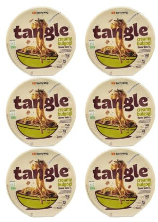 Tangle Creamy Bulgogi Flavour Pasta Bowls 105g x 6 – Vegan Korean Style Instant Microwave Noodles – High Protein & Fibre – Halal