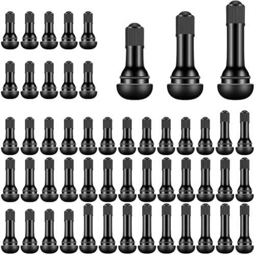 Momfin Rubber Snap-in Tyre Valve Stems TR412 TR413 TR414 - Copper Core Tubeless Tire Valve Stem Kit for Cars Motorcycles ATVs Lawn Mowers - 11.5mm Hole Black(A)