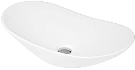 Hudson Reed NBV159 Modern Bathroom Rounded Countertop Vessel Basin, White, 120mm x 450mm