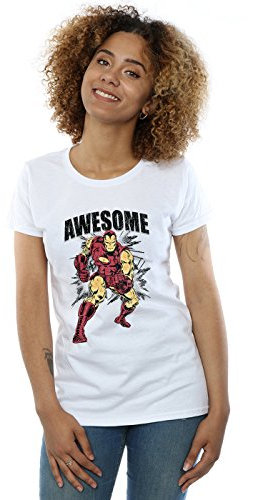 Marvel Women's Awesome Iron Man T-Shirt White Medium