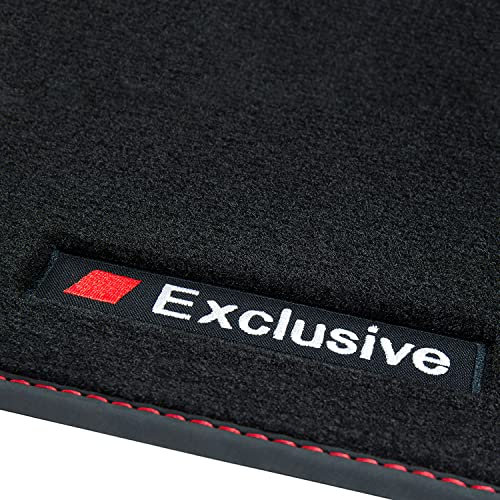 teileplus24 BAX-048 Exclusive Sport Fußmatten kompatibel mit Mercedes C-Klasse W205 / S205 2014-2021, Naht:Rot