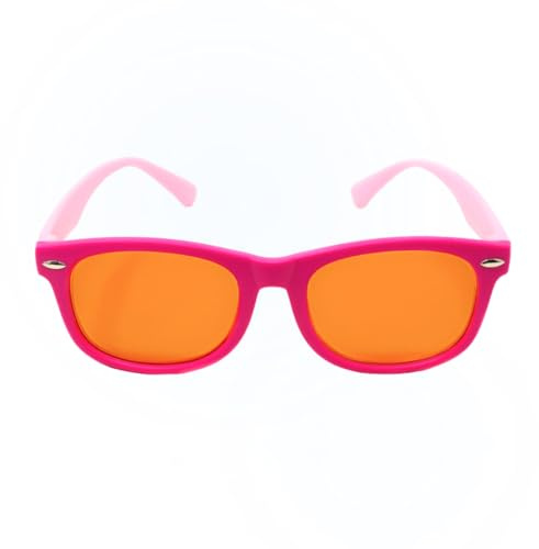 DefenderShield Blue Light Glasses For Kids – Kids Blue Light Glasses Girls and Boys With Orange Lenses (99% Blue Light Blocking) For Screens – Lightweight, Flexible & Shatterproof Pink Fit Frames