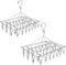 2 Pack Stainless Steel Laundry Drying Rack, Rotary Wind-proof Clothes Airer Hanger Dryer for Socks, Underwear, Bras, Baby Clothes, Gloves (36 Clips)