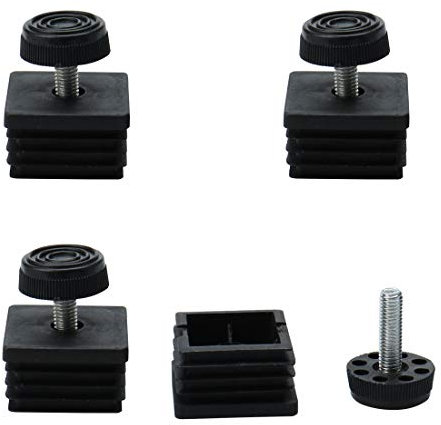 Sourcingmap Pieds de nivellement 40 x 40 mm Tube carré inserts kit meubles Glide réglable Leveller pour étagères Table Bureau jambe Noir 4 ensembles